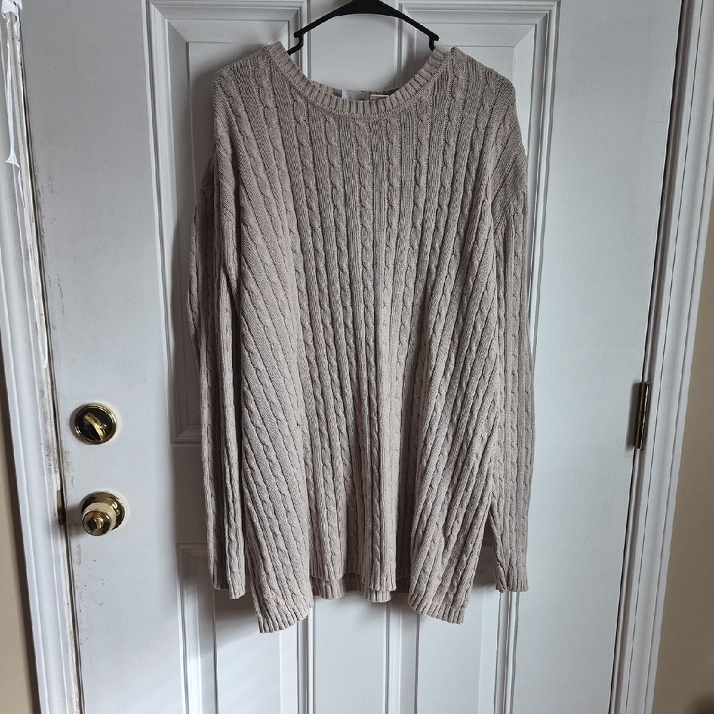 Mon Cheri Taupe Cable Knit Sweater